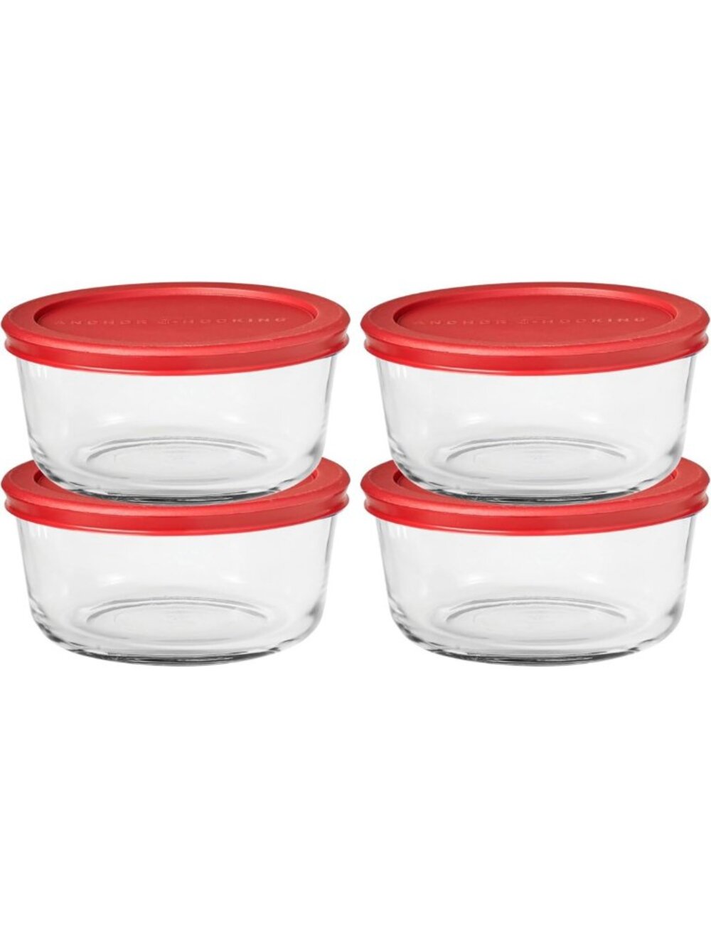 4-Piece Round Food Storage Containers with Lids - Oven-Safe, 4-Cup, Red